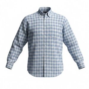 Brooks Brothers‎ Men Blue Lavender Plaid USA Supima Cotton Non-Iron Shirt Large